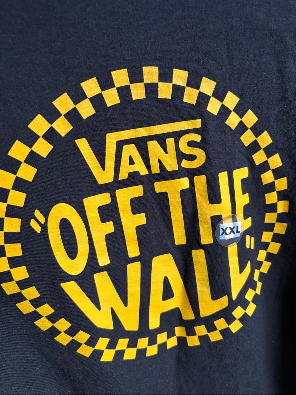 Vans Black Tee with Yellow Checker 'Off The Wall' Logo